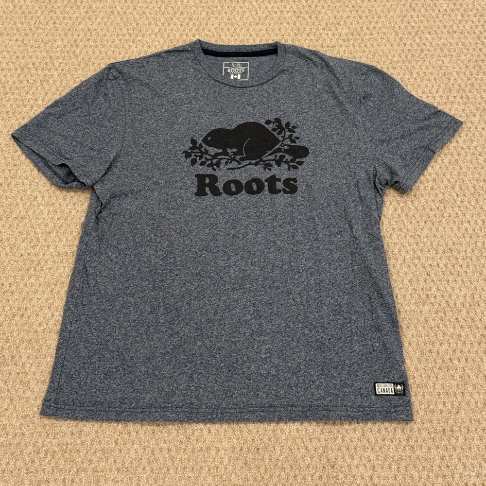 Roots Heather Gray Tee with Black Graphic
